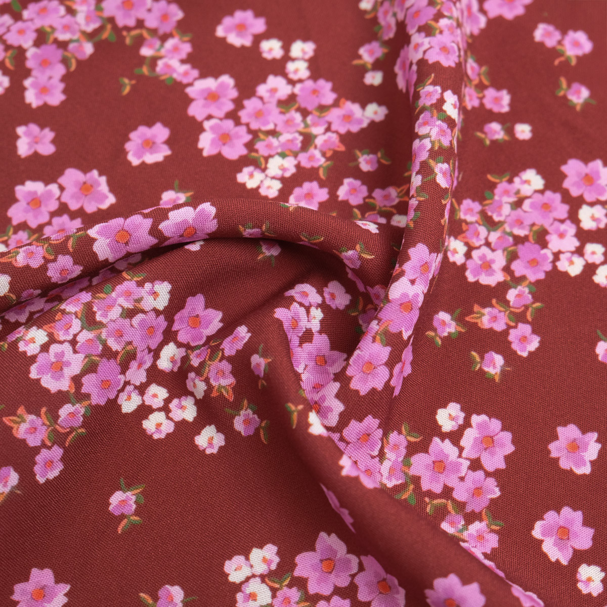 Printed Viscose Poplin in Plum-Mauve Bloom - Maison Klem